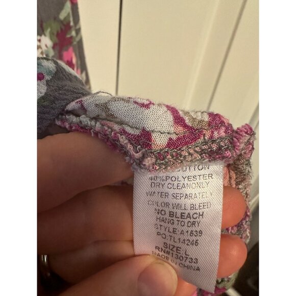 Pink Blush gray and pink floral maternity tunic blouse L - Picture 6 of 7